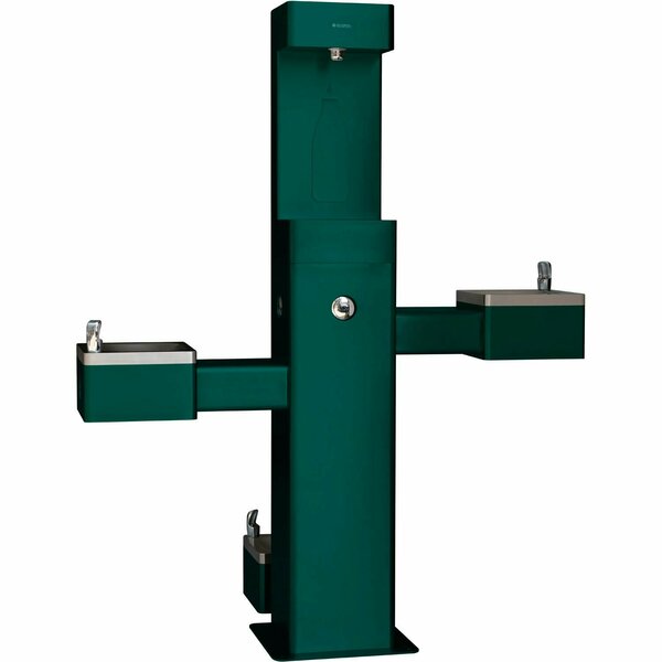 Global Industrial Outdoor Bottle Filler & Bi-Level Fountain w/ Pet Station & Filter, Green 761221GNF